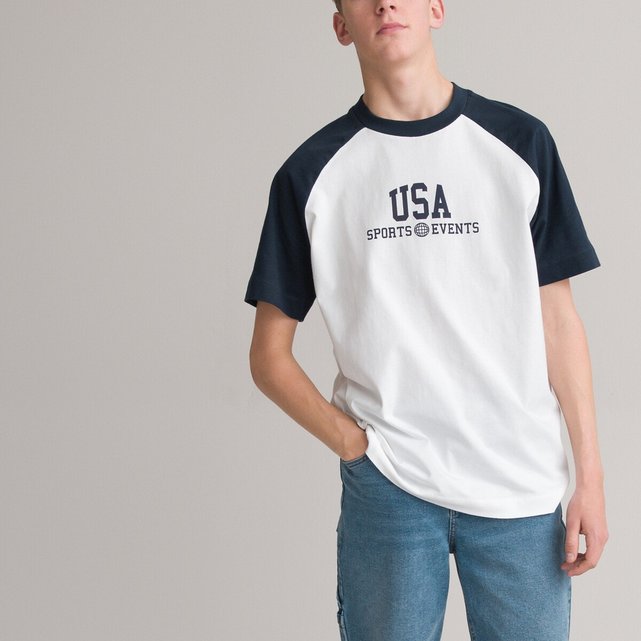 T-shirt με στρογγυλή λαιμόκοψη και στάμπα σε κολεγιακό στυλ μπροστά