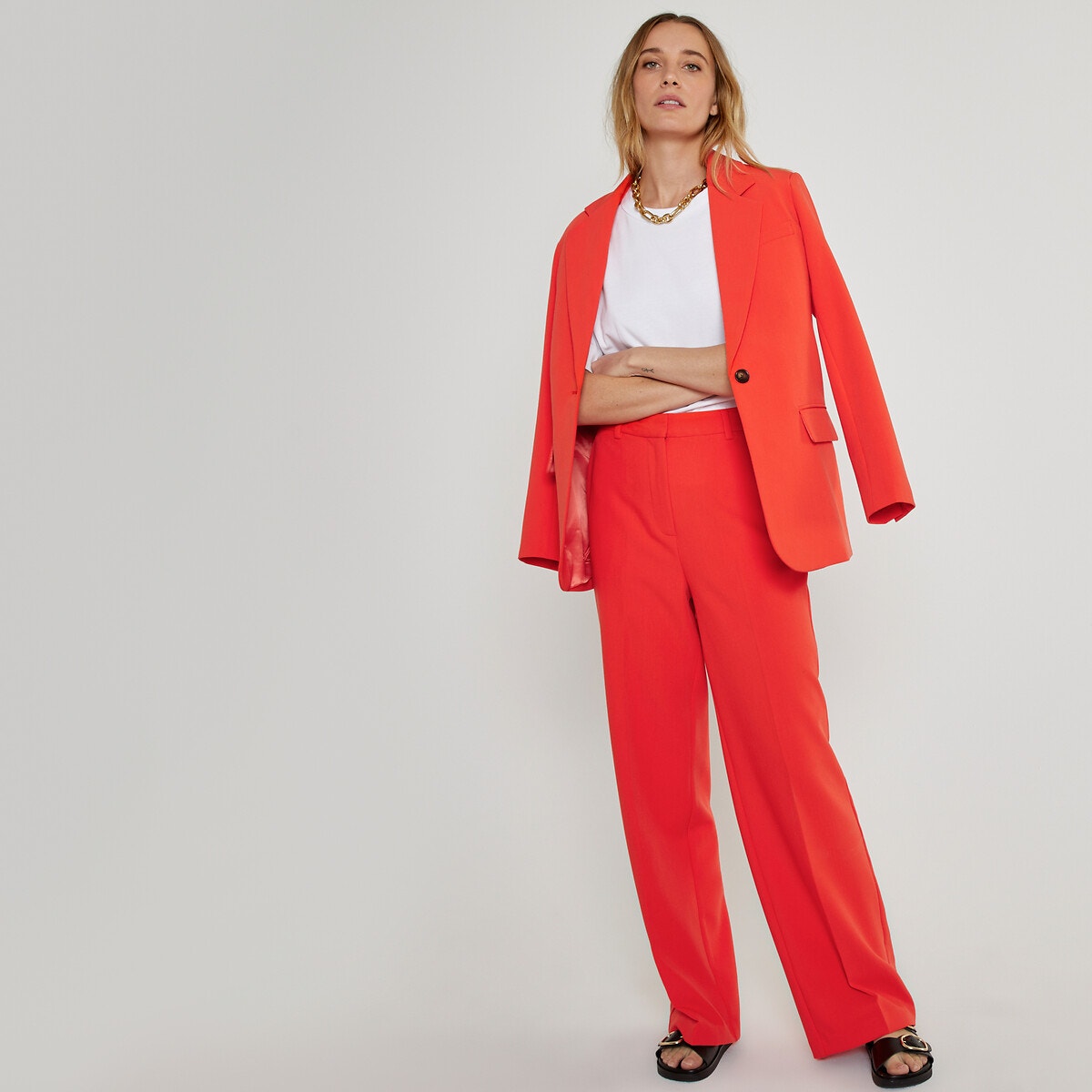 Φαρδύ παντελόνι από πολυέστερ και βισκόζη