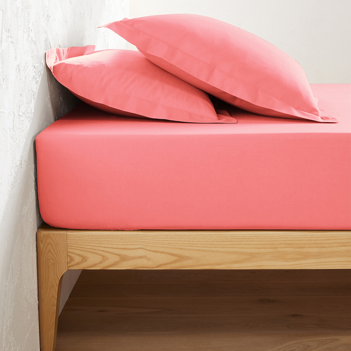 La Redoute Interieurs Μονόχρωμο βαμβακερό σεντόνι με λάστιχο 80x190 cm