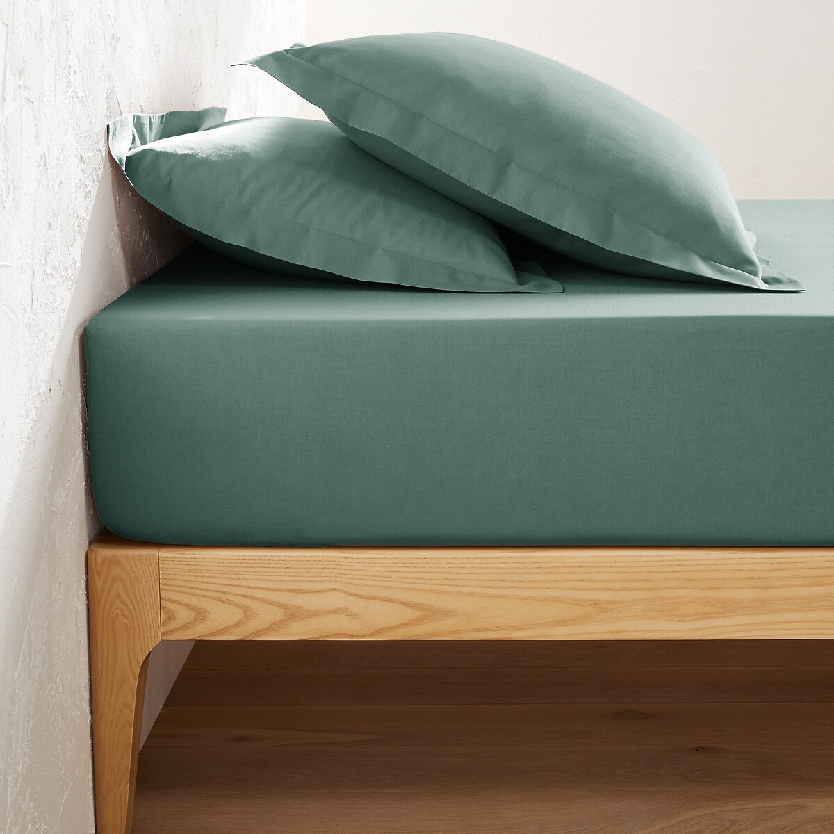 La Redoute Interieurs Μονόχρωμο βαμβακερό σεντόνι με λάστιχο 80x190 cm