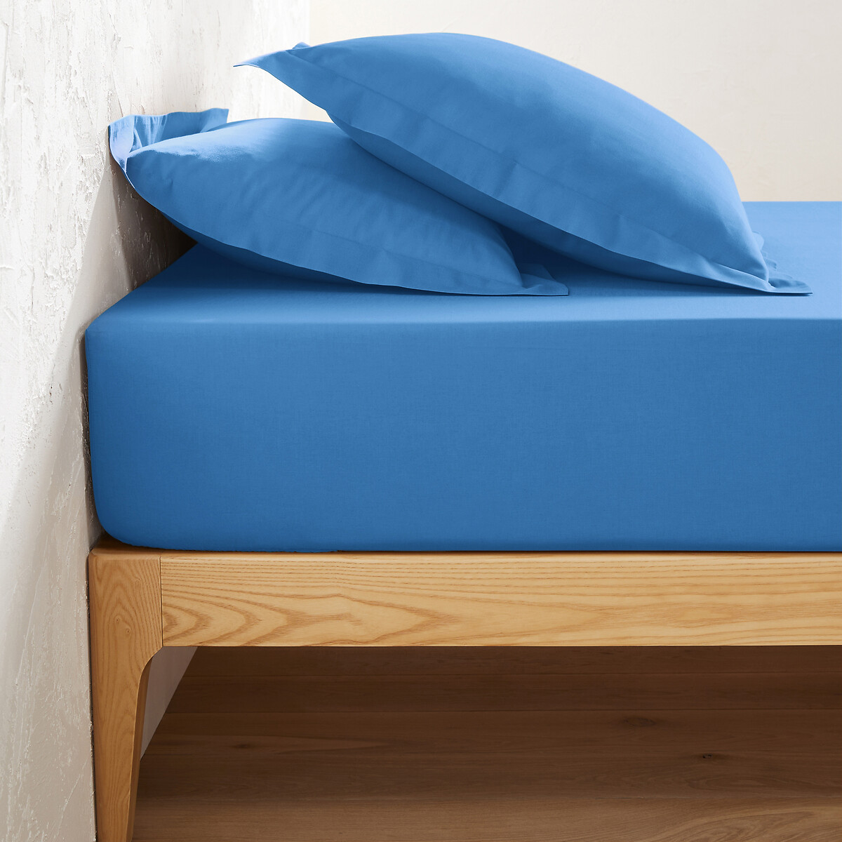 Μονόχρωμο σεντόνι με λάστιχο από σύμμικτο βαμβακερό ύφασμα 90x190 cm