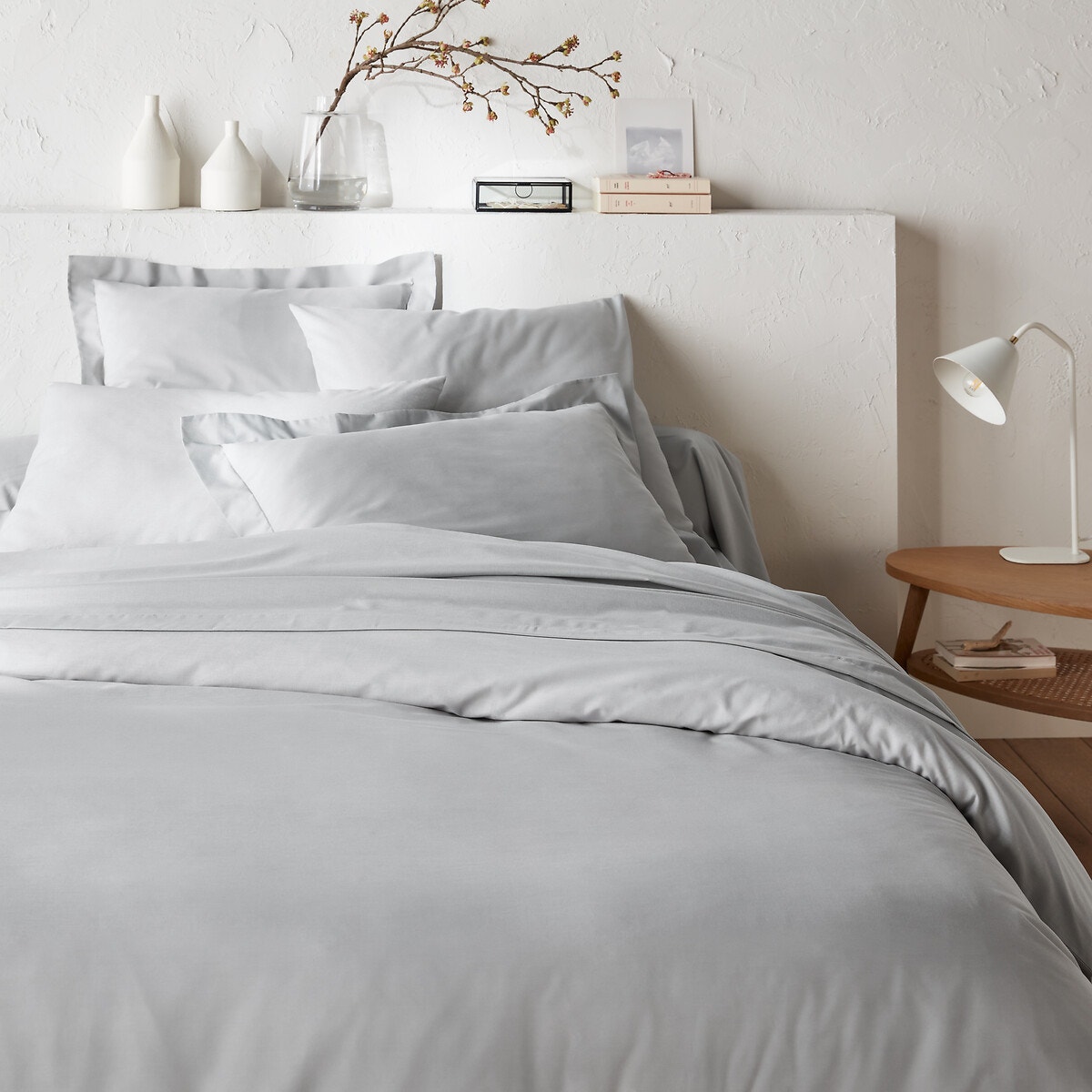 Μονόχρωμη παπλωματοθήκη από σύμμικτο βαμβακερό ύφασμα 140x200 cm