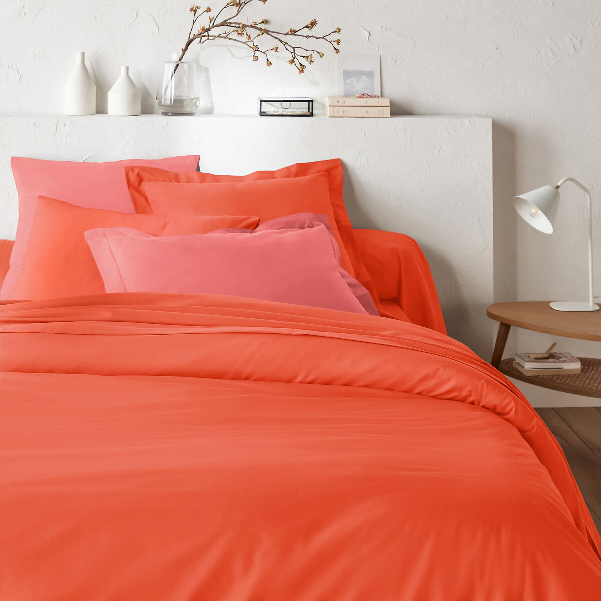 La Redoute Interieurs Μονόχρωμη παπλωματοθήκη από σύμμικτο βαμβακερό ύφασμα 140x200 cm