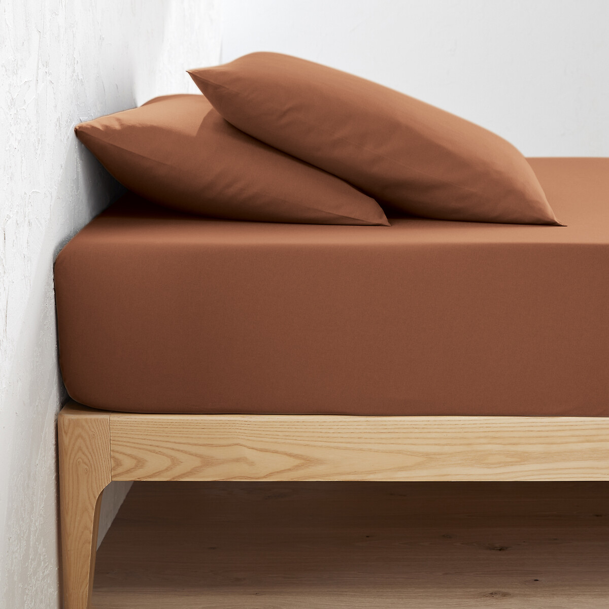 Μονόχρωμο σεντόνι με λάστιχο από οργανικό βαμβάκι 180x200 cm