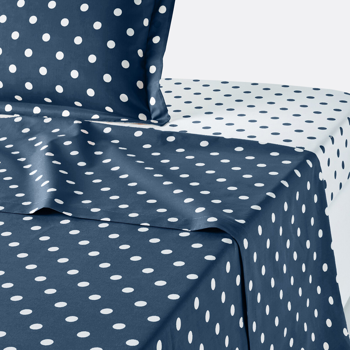 La Redoute Interieurs Βαμβακερό σεντόνι με πουά μοτίβο 150x250 cm