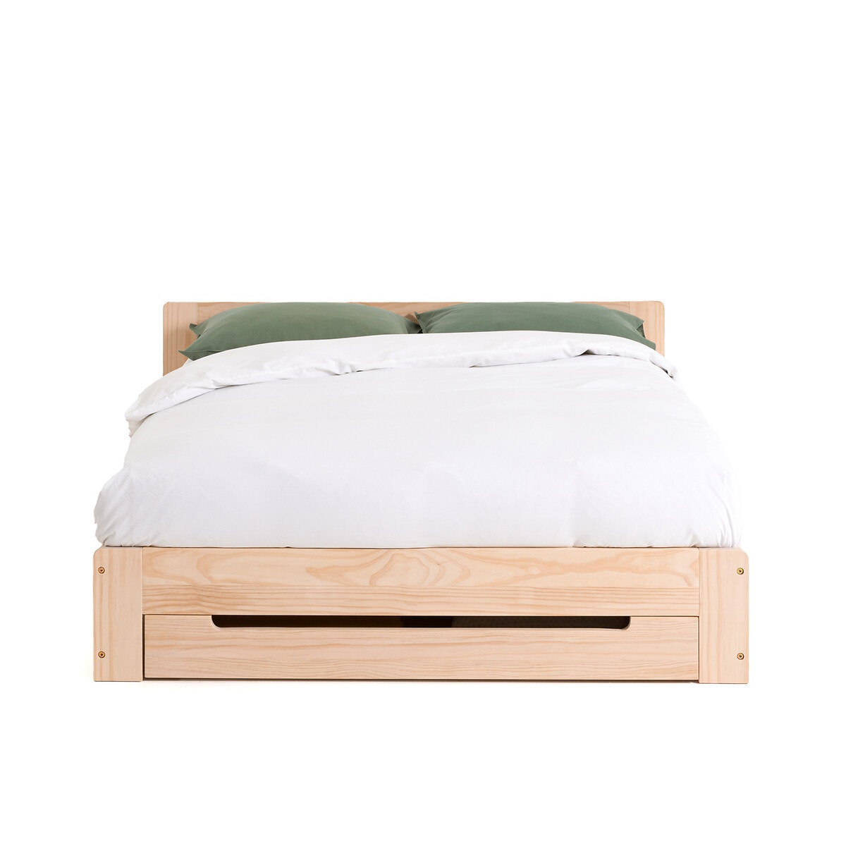 Κρεβάτι από μασίφ ξύλο πεύκου με τάβλες και συρτάρι, Crawley