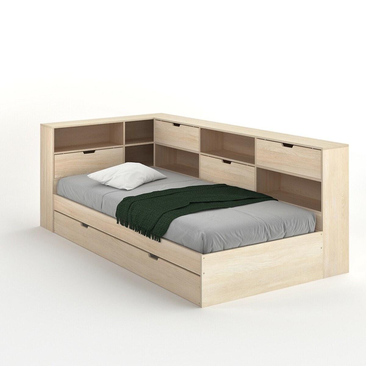 Κρεβάτι από συμπαγές πεύκο με αποθηκευτικό χώρο YANN