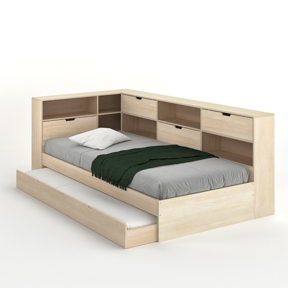 Κρεβάτι από συμπαγές πεύκο με αποθηκευτικό χώρο YANN