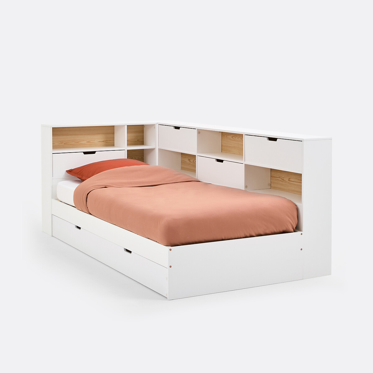 Κρεβάτι από συμπαγές πεύκο με αποθηκευτικό χώρο YANN