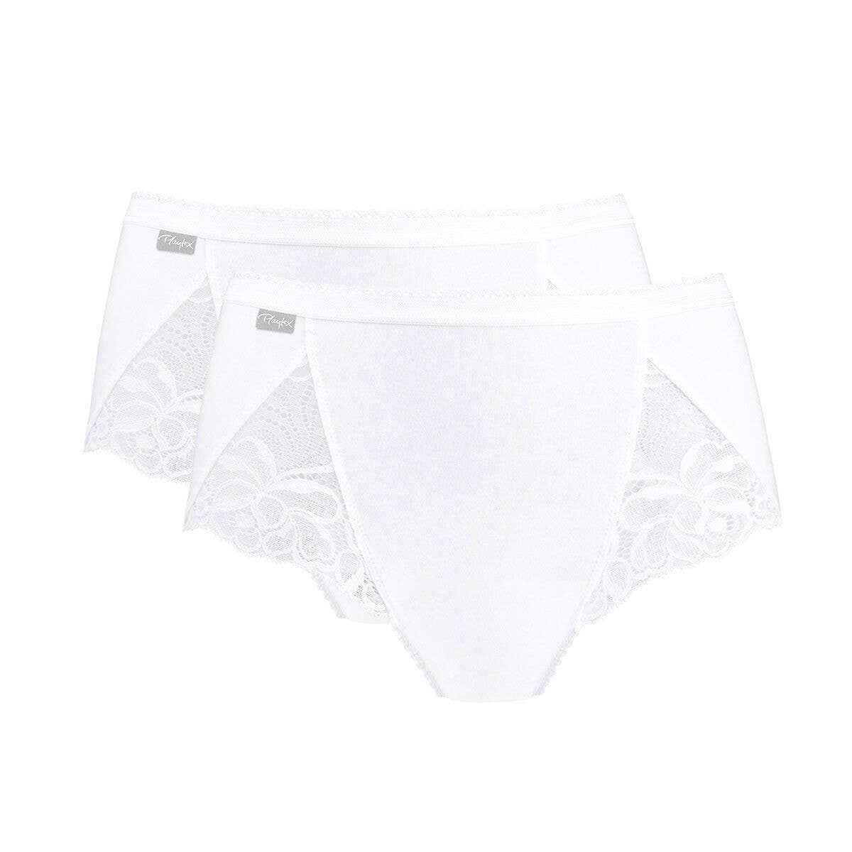 Pack of Two Cotton and Lace Midi Briefs