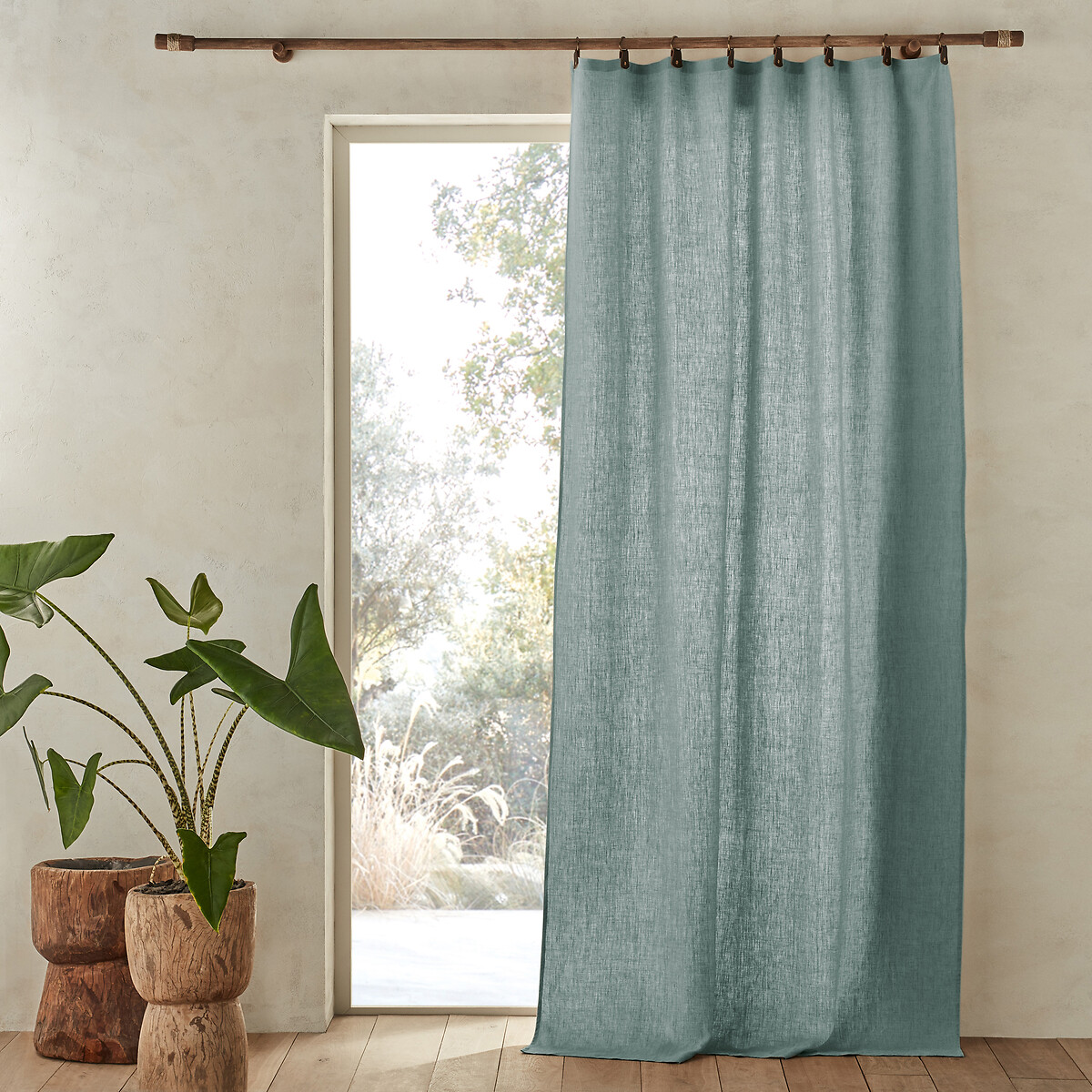 Κουρτίνα από προπλυμένο λινό με κρίκους 140x220 cm
