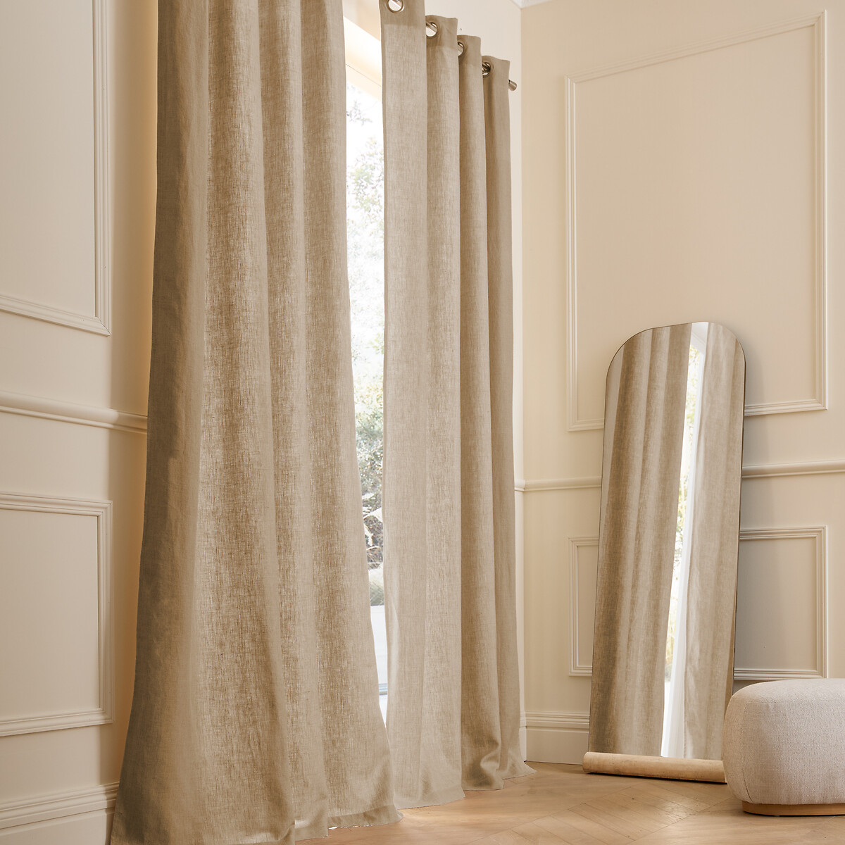 Κουρτίνα από προπλυμένο λινό με καψούλια 140x320 cm