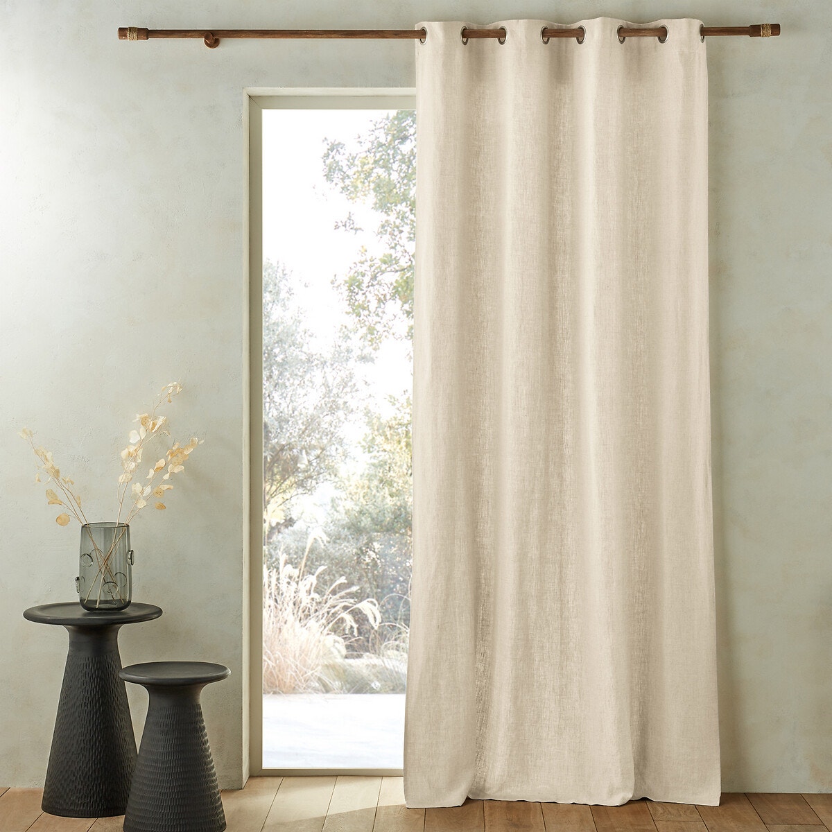 Κουρτίνα από προπλυμένο λινό με καψούλια 140x180 cm