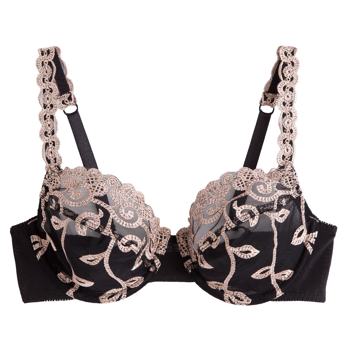 Mirifique Full Cup Underwired Bra with Floral Embroidery