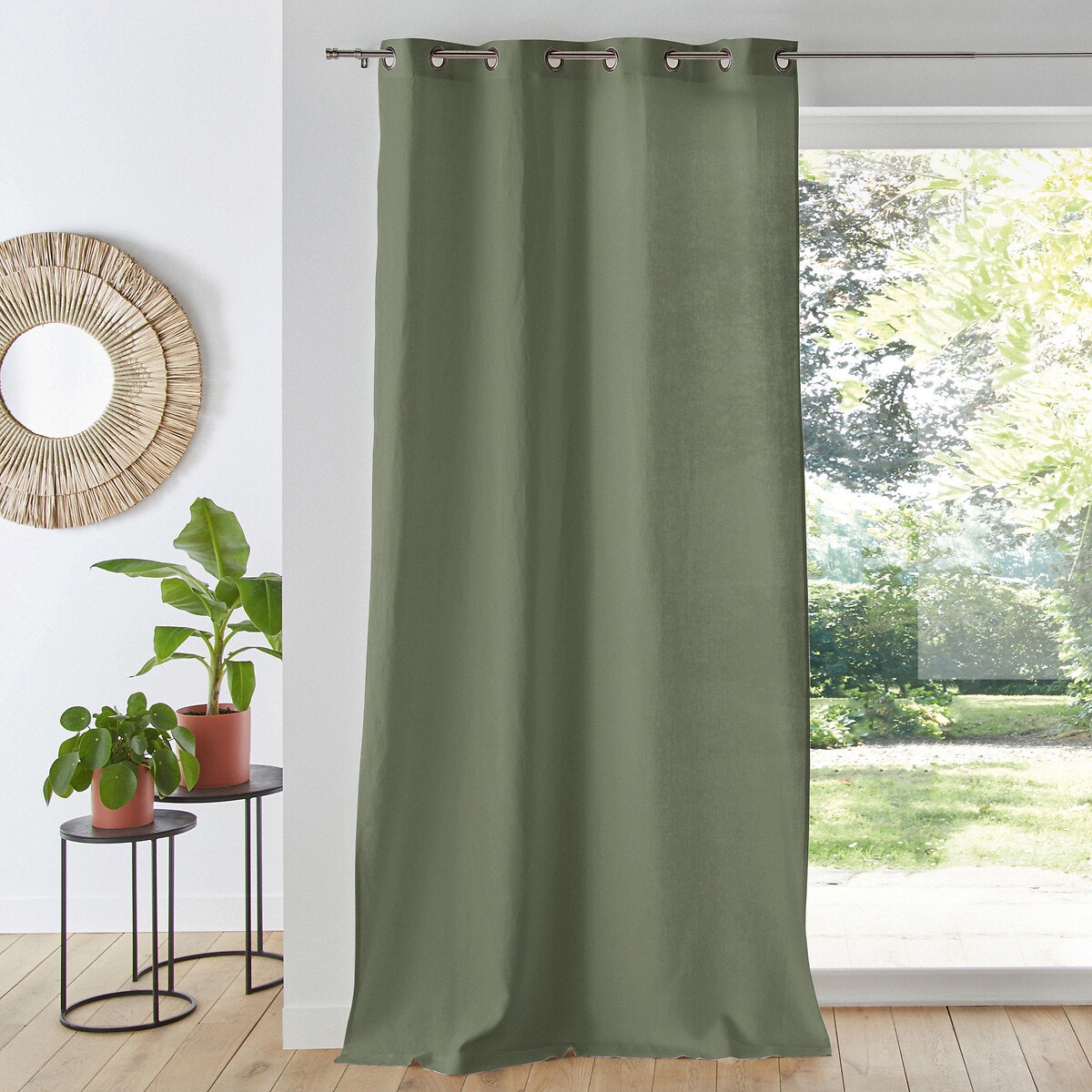 Λινή κουρτίνα με καψούλια 260x135 cm