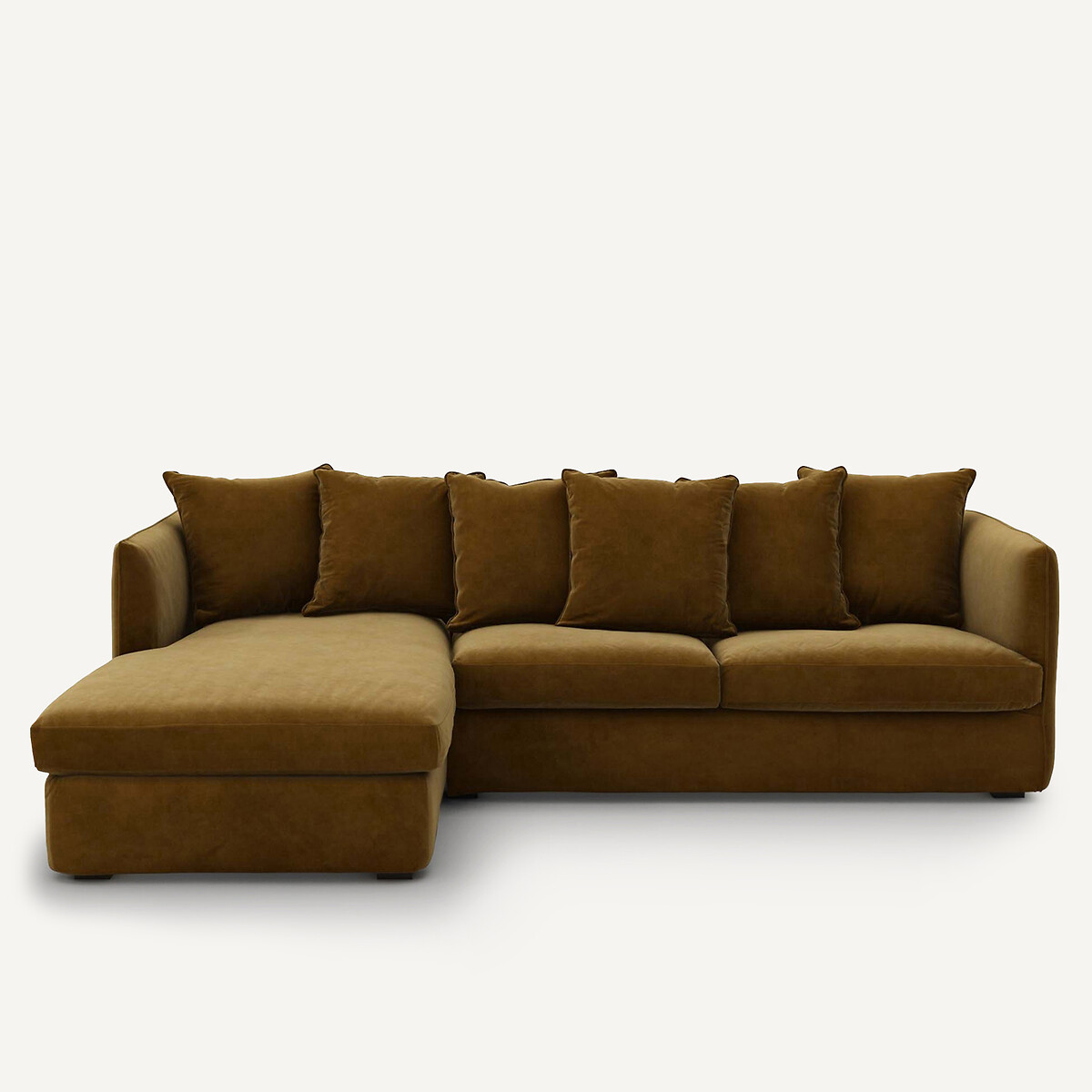 Γωνιακός καναπές από βελούδο Μ175xΠ260xΥ82cm