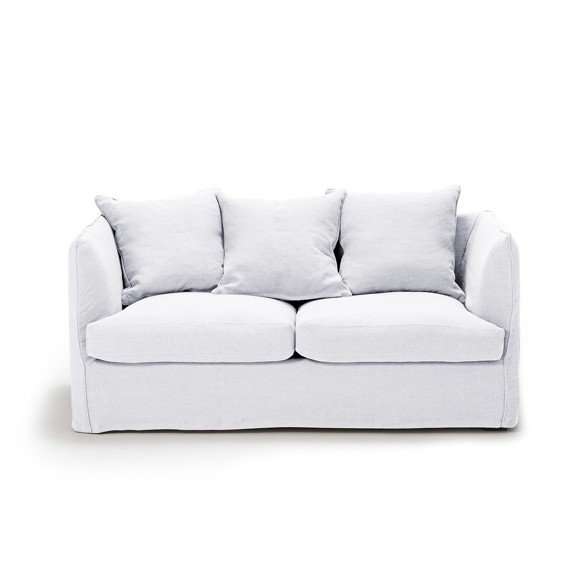 Διθέσιος καναπές από λινό stonewashed Μ95xΠ162xΥ82cm