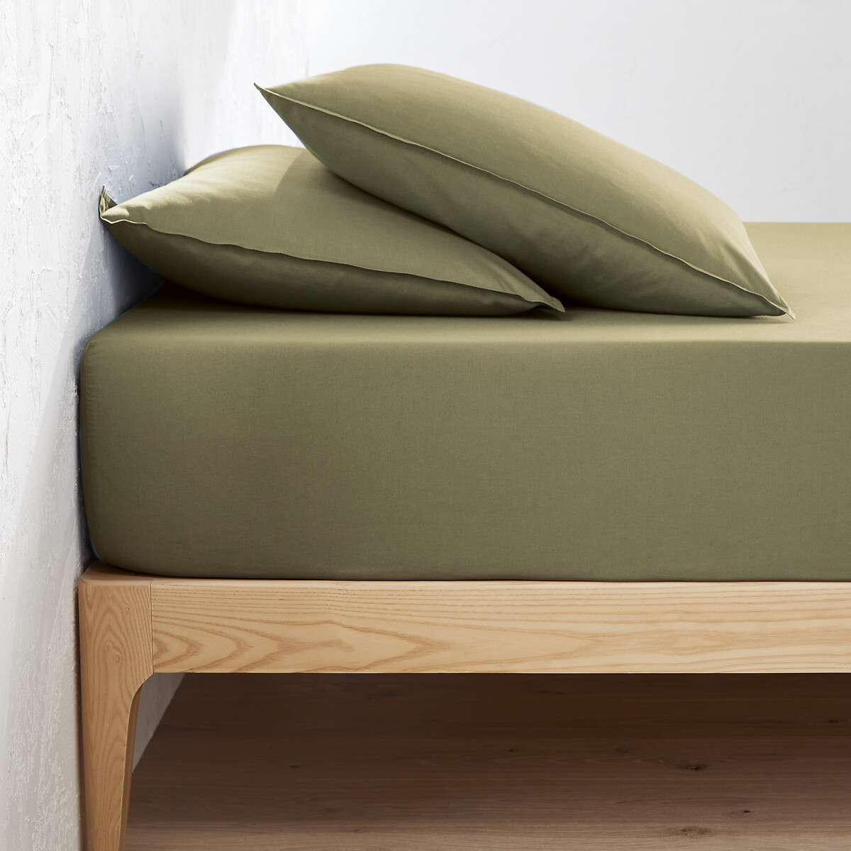 La Redoute Interieurs Σεντόνι με λάστιχο από προπλυμένο βαμβάκι 90x190 cm