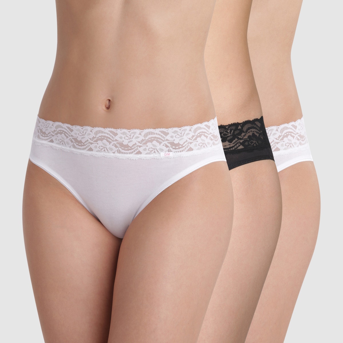 Μίντι σλιπ Coton Stretch Feminine (σετ των 2 + 1 δώρο)