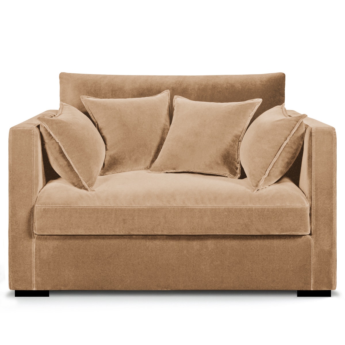 Διθέσιος καναπές από βελούδο stonewashed Μ110xΠ130xΥ85cm