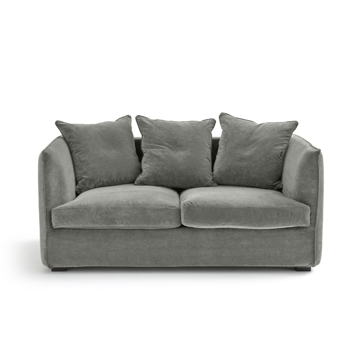 Διθέσιος καναπές από βελούδο stonewashed Μ95xΠ162xΥ82cm