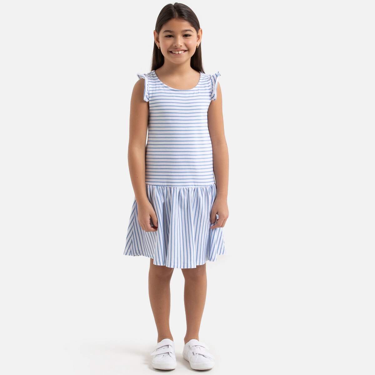 LA REDOUTE COLLECTIONS Ριγέ φόρεμα με βολάν στις τιράντες, 3-12 ετών