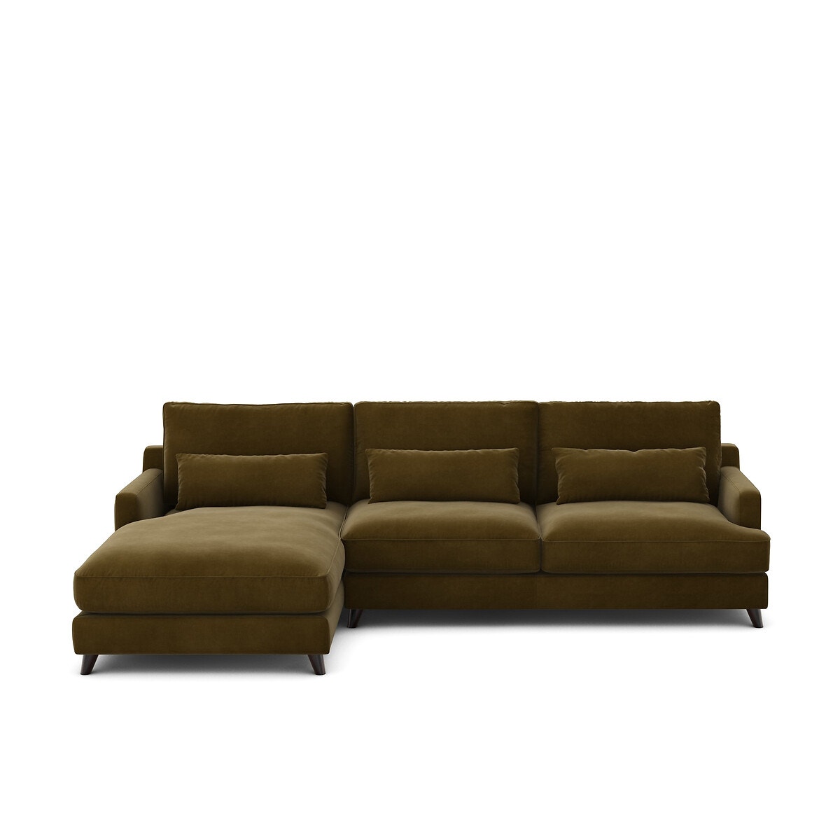 Γωνιακός καναπές από βελούδο Μ172xΠ294xΥ83cm