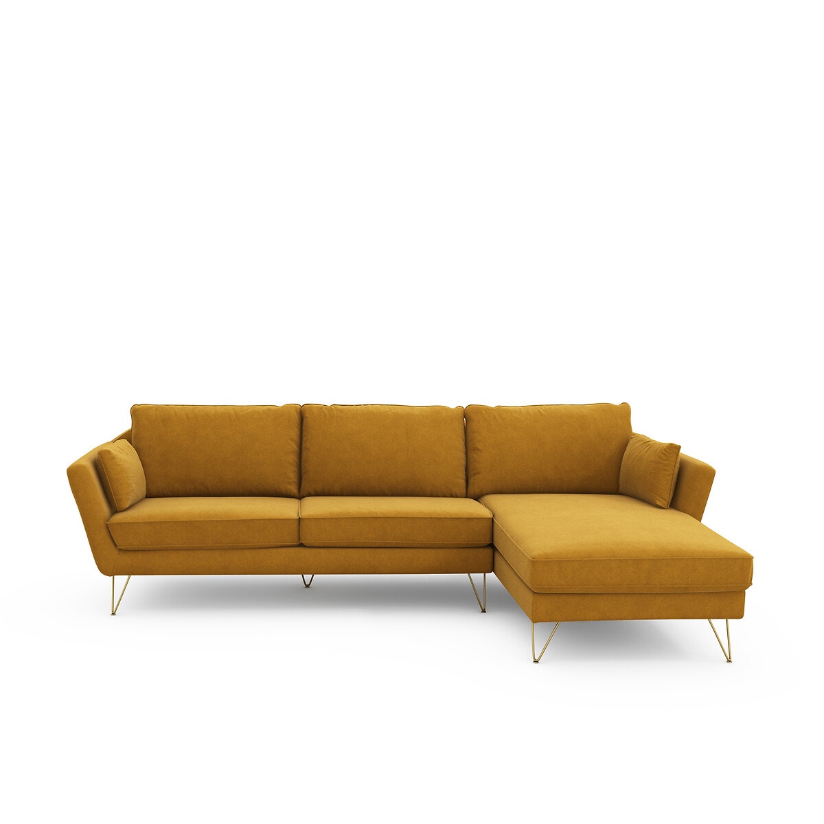 Γωνιακός καναπές από βελούδο Μ163xΠ284xΥ86cm