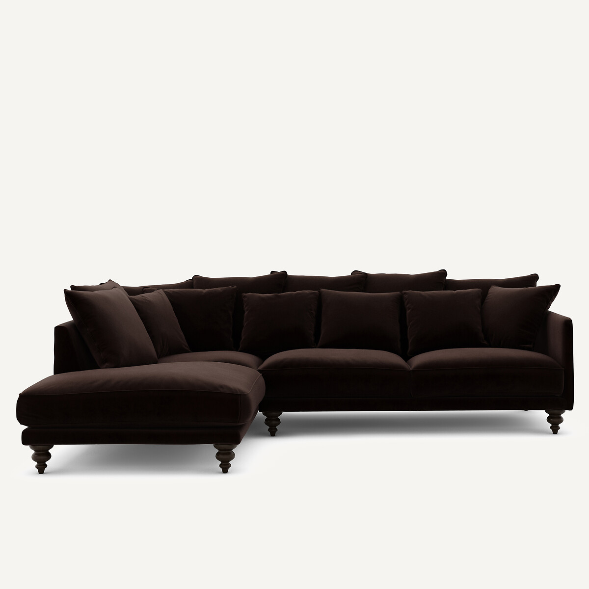 Γωνιακός καναπές από βελούδο Μ206xΠ279xΥ93cm