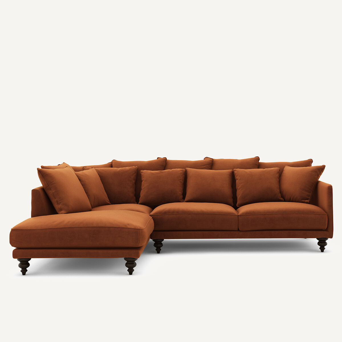 Γωνιακός καναπές από βελούδο Μ206xΠ279xΥ93cm