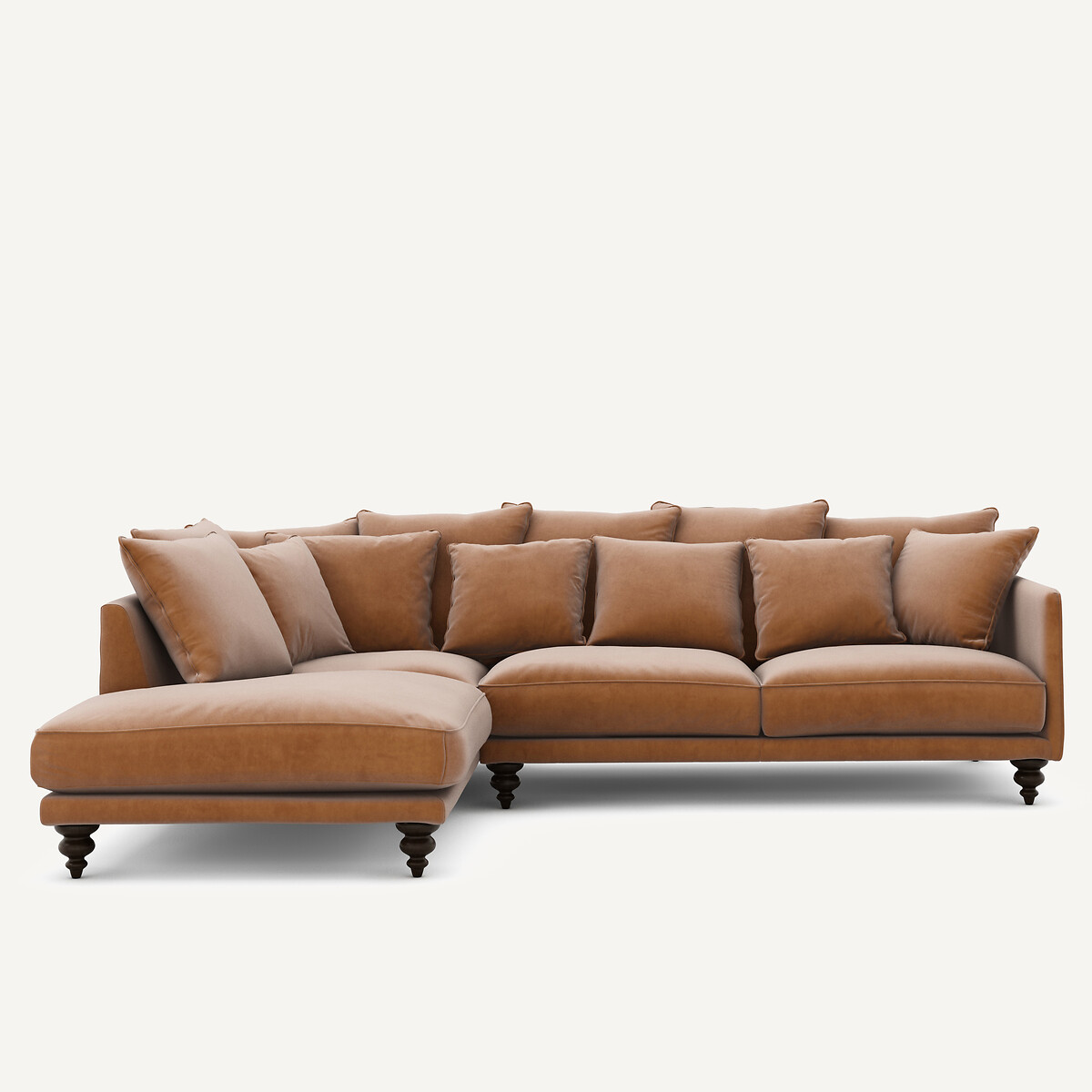 Γωνιακός καναπές από βελούδο Μ206xΠ279xΥ93cm