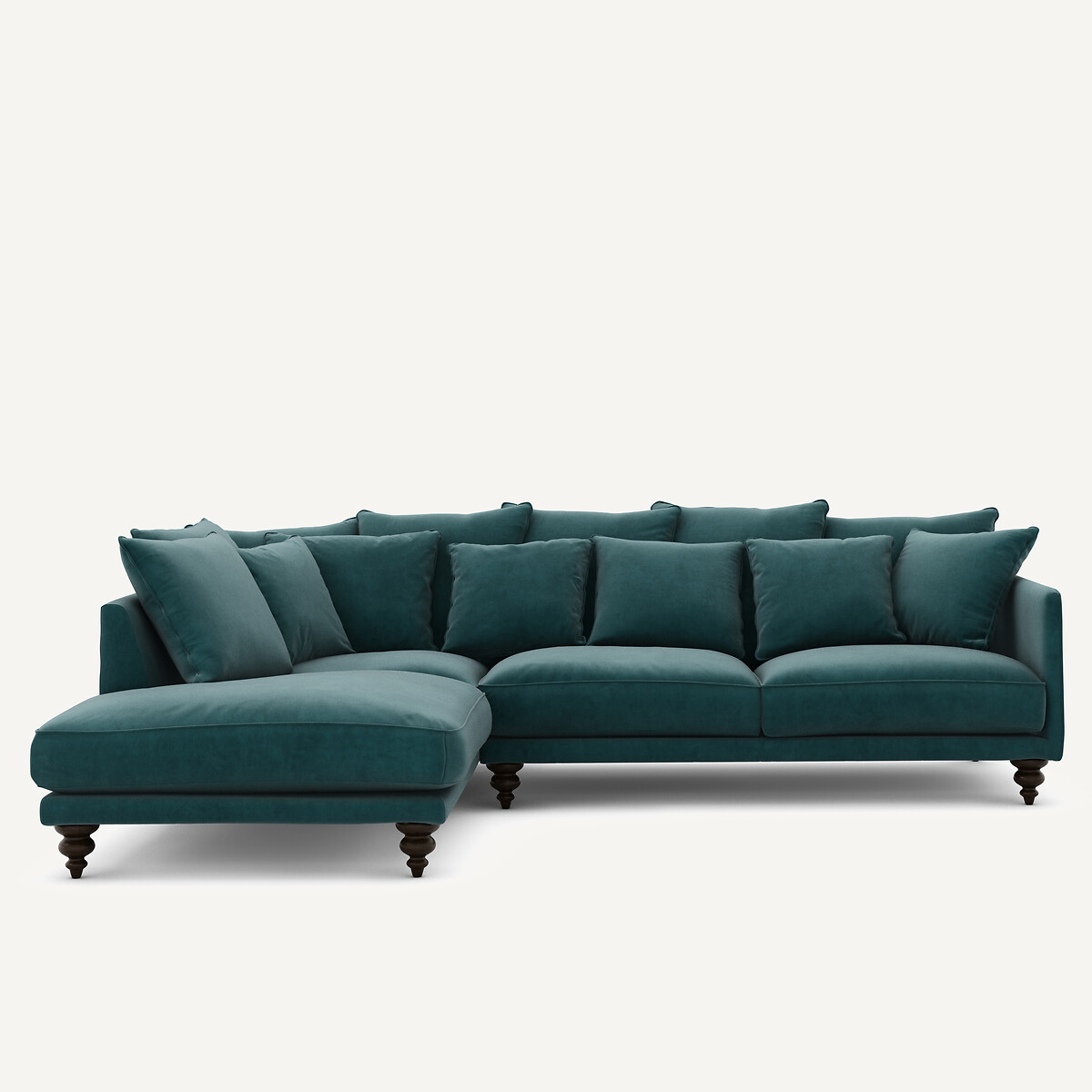 Γωνιακός καναπές από βελούδο Μ206xΠ279xΥ93cm