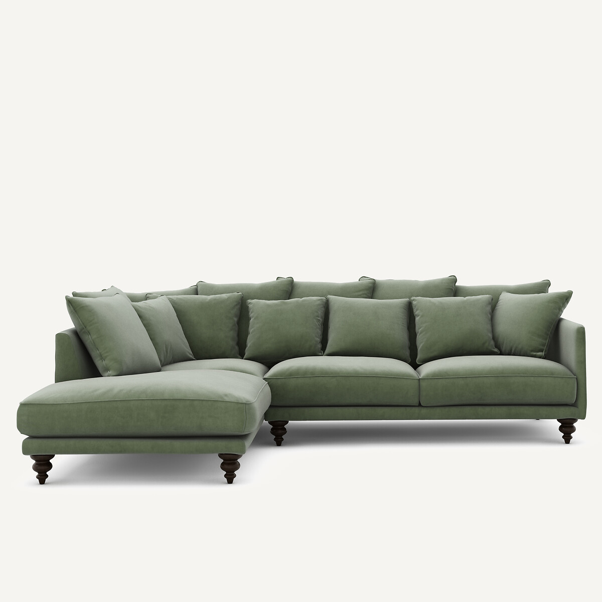 Γωνιακός καναπές από βελούδο Μ206xΠ279xΥ93cm