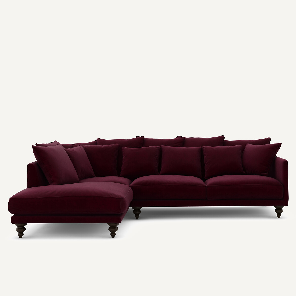 Γωνιακός καναπές από βελούδο Μ206xΠ279xΥ93cm