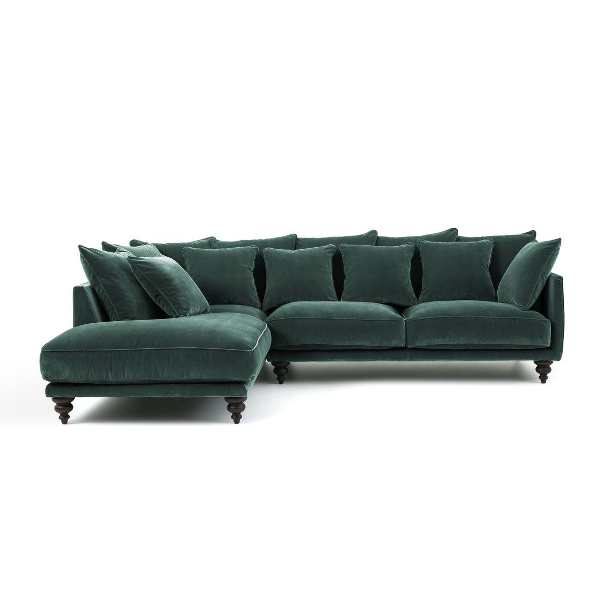 Γωνιακός καναπές από βελούδο Μ206xΠ279xΥ93cm