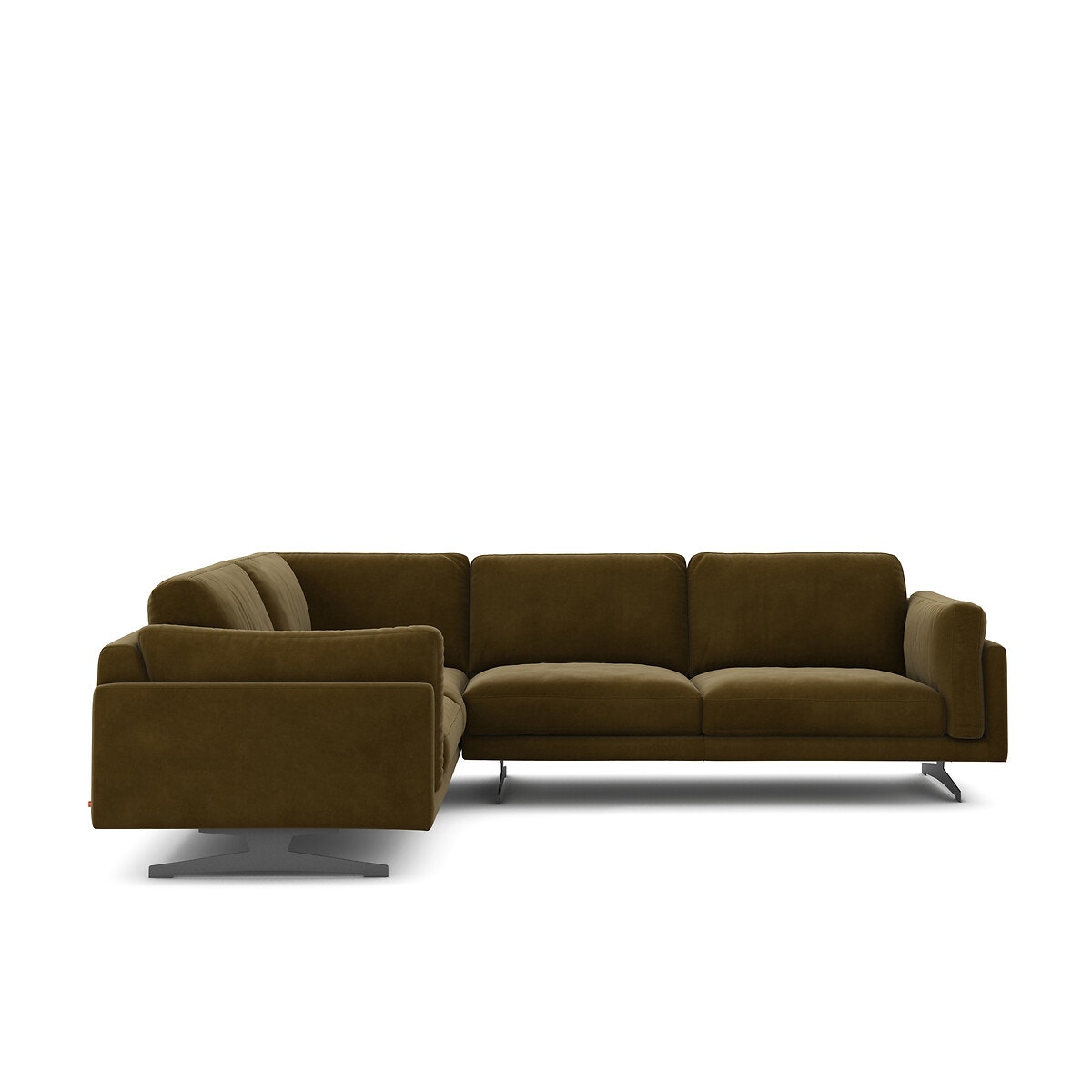 Γωνιακός καναπές από βελούδο Μ227xΠ289xΥ82cm