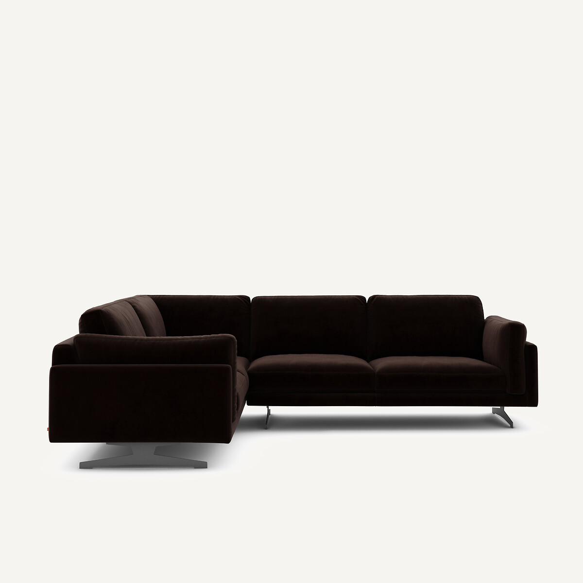 Γωνιακός καναπές από βελούδο Μ227xΠ289xΥ82cm