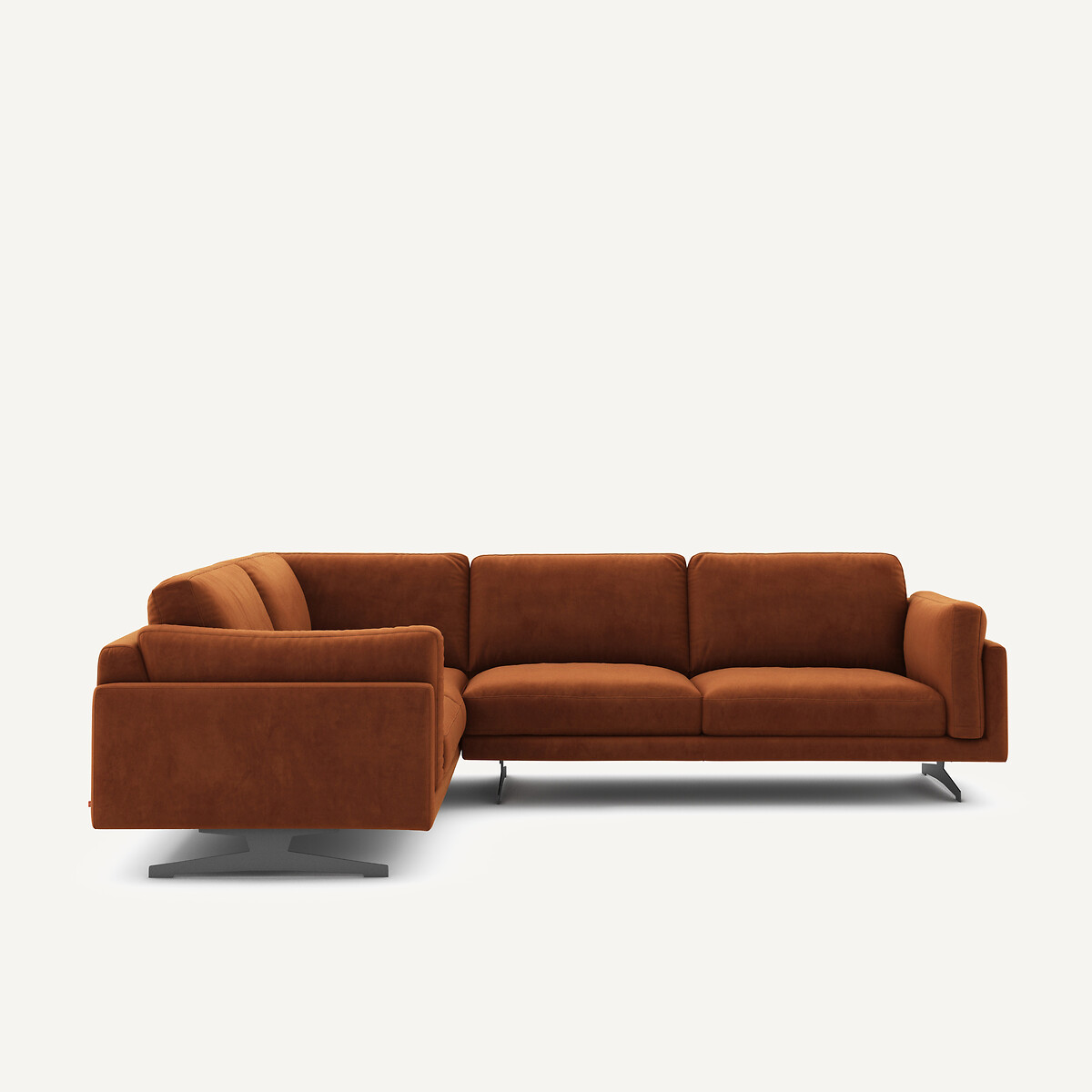 Γωνιακός καναπές από βελούδο Μ227xΠ289xΥ82cm