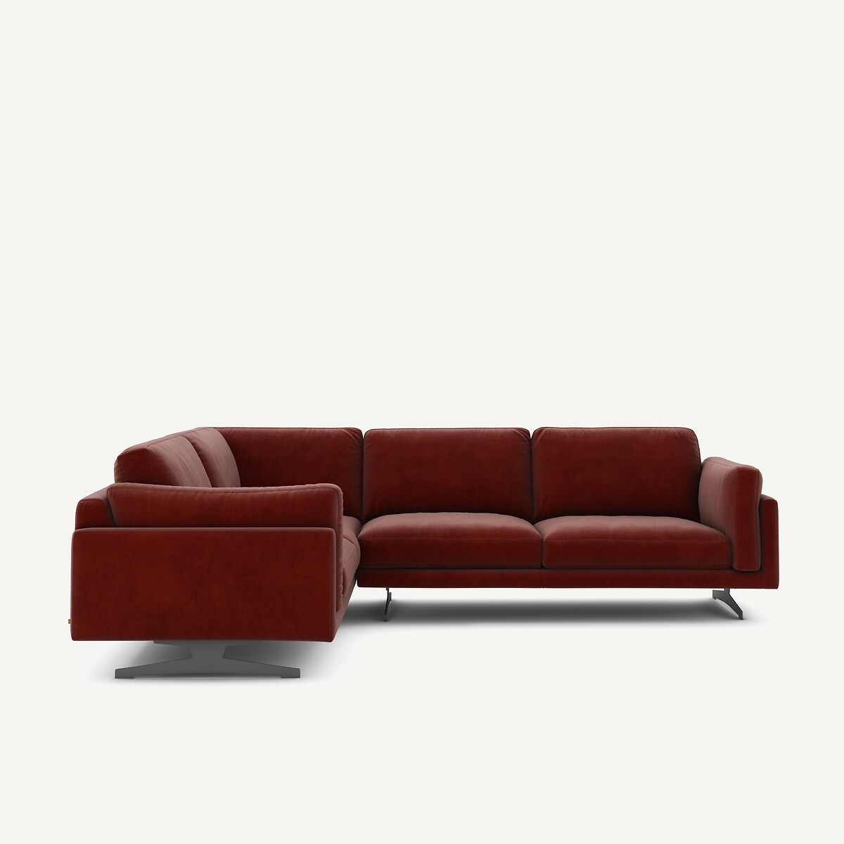 Γωνιακός καναπές από βελούδο Μ227xΠ289xΥ82cm