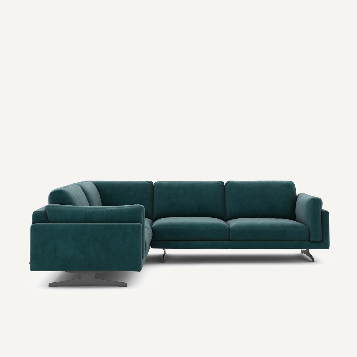 Γωνιακός καναπές από βελούδο Μ227xΠ289xΥ82cm