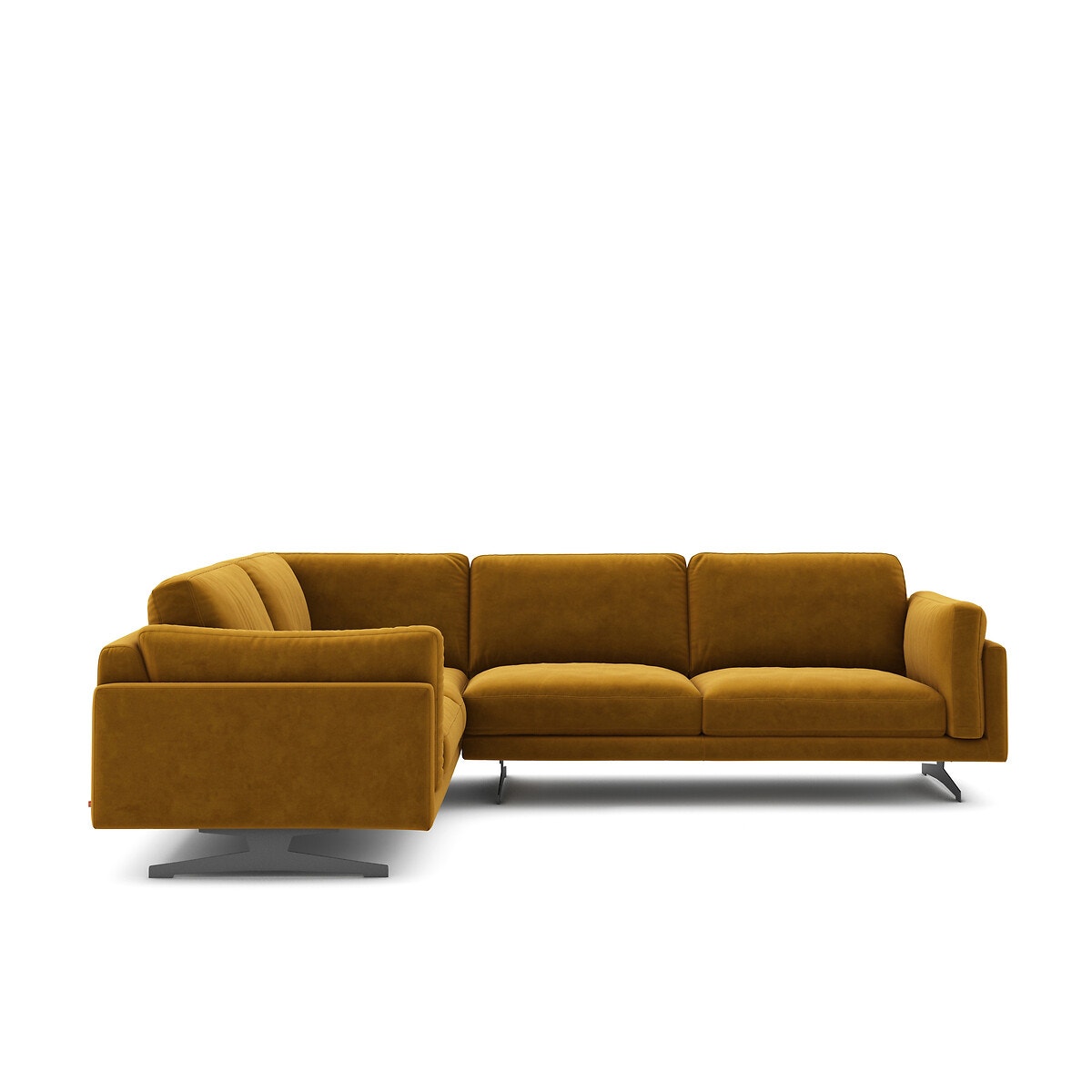 Γωνιακός καναπές από βελούδο Μ227xΠ289xΥ82cm