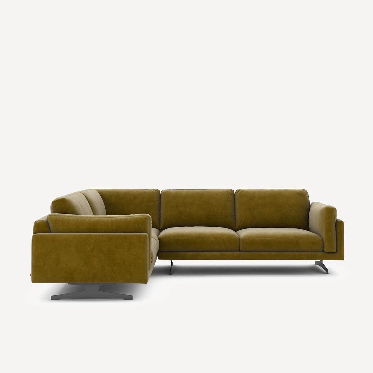 Γωνιακός καναπές από βελούδο Μ227xΠ289xΥ82cm