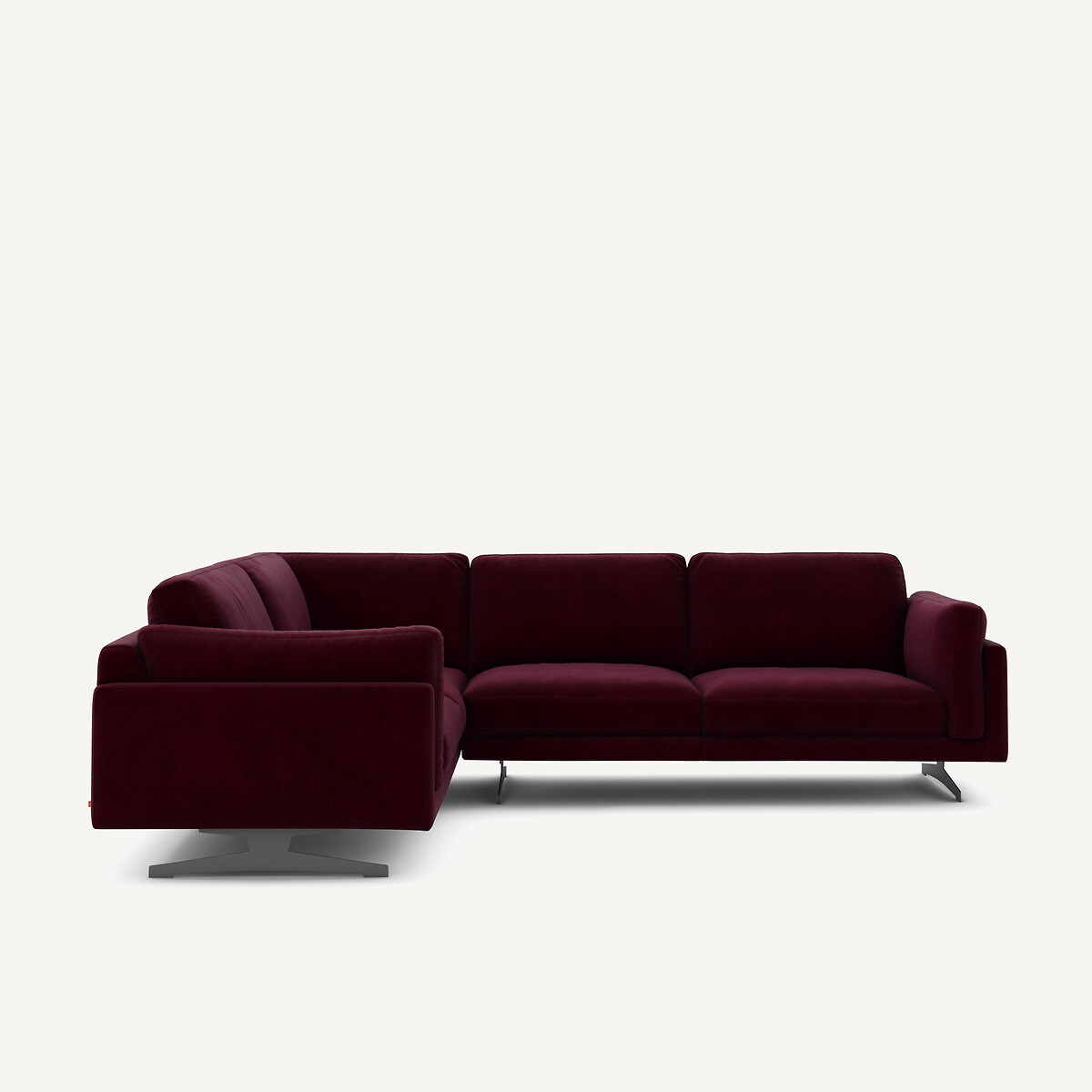 Γωνιακός καναπές από βελούδο Μ227xΠ289xΥ82cm