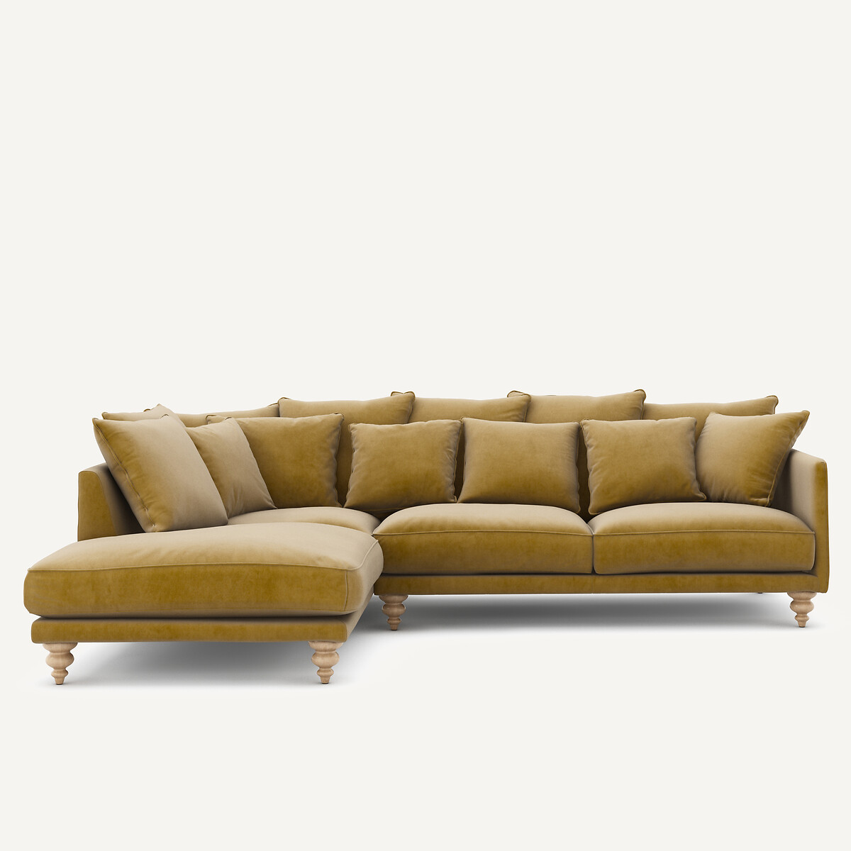 Γωνιακός καναπές από βελούδο Μ206xΠ279xΥ93cm