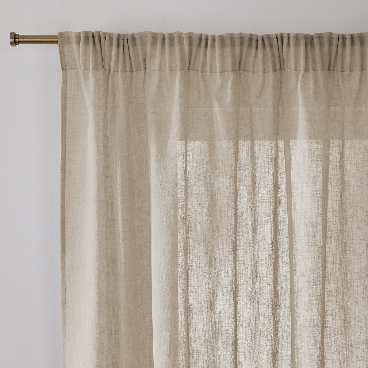 Βουάλ κουρτίνα με όψη λινού και τρέσα που σουρώνει 180x140 cm