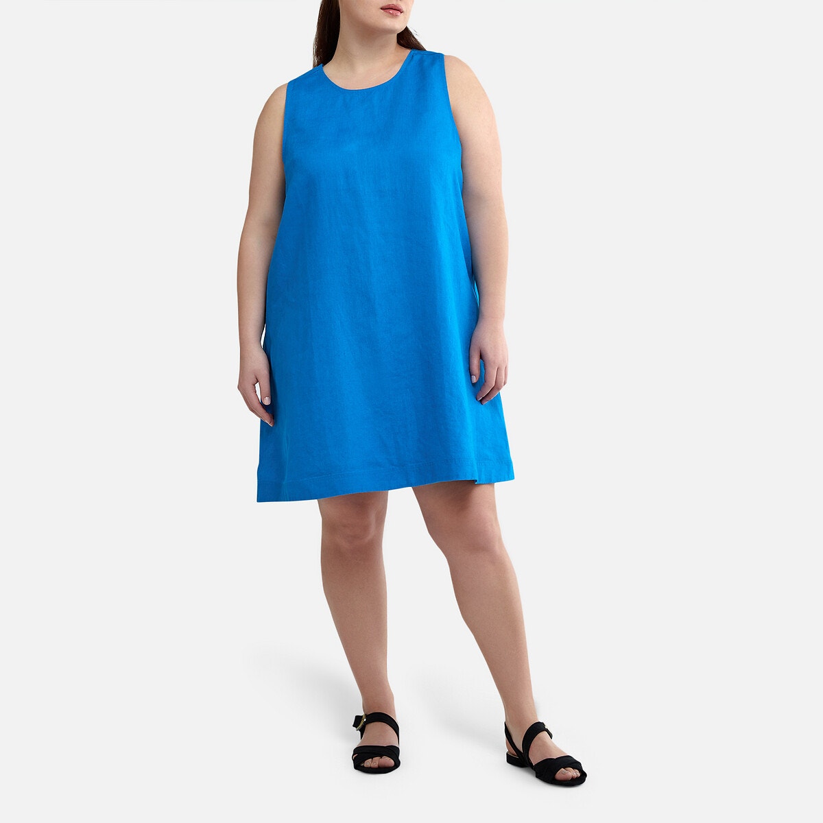 Αμάνικο κοντό φόρεμα από 100% λινό ύφασμα