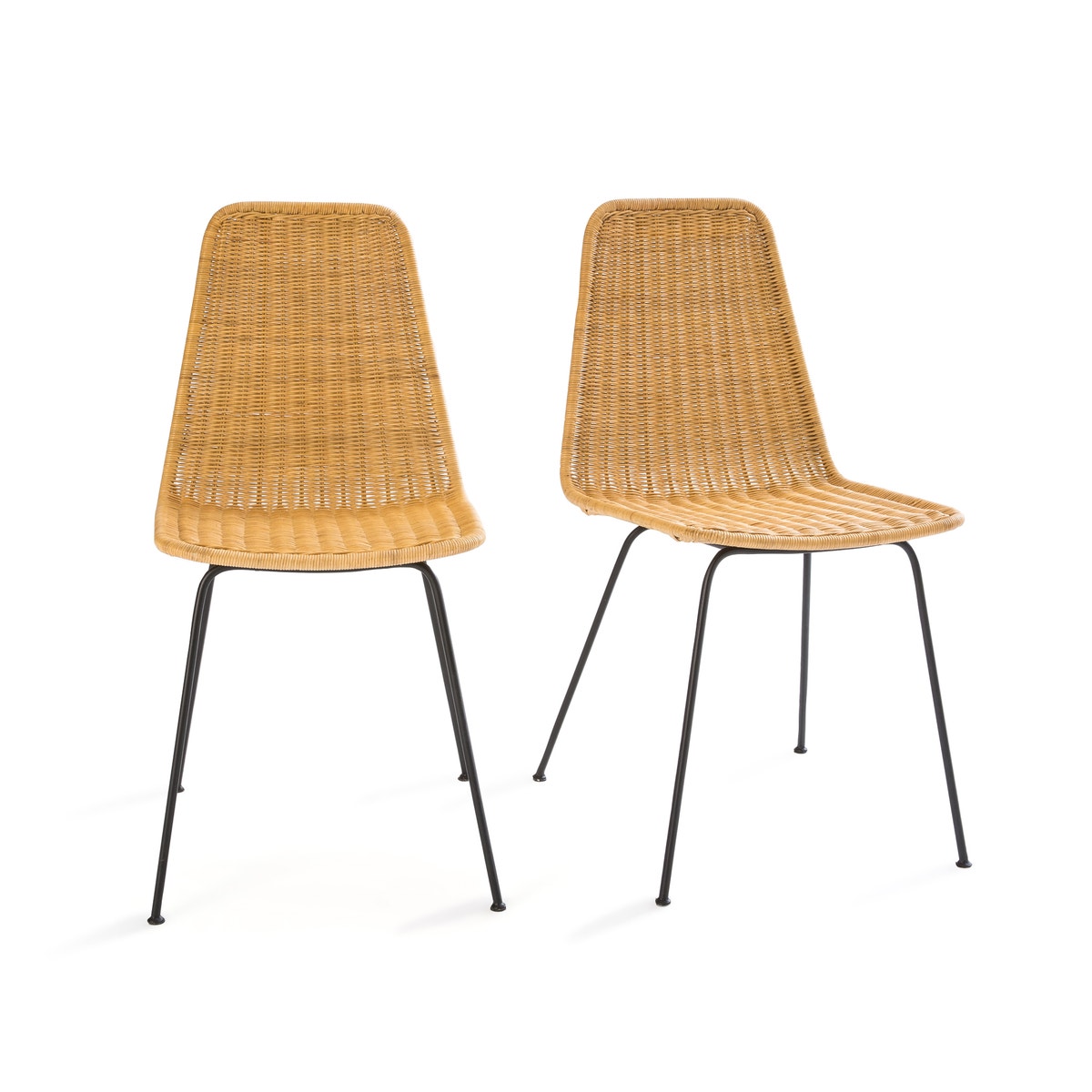 Σετ 2 καρέκλες από πλεγμένο ρατάν και μέταλλο, Roson