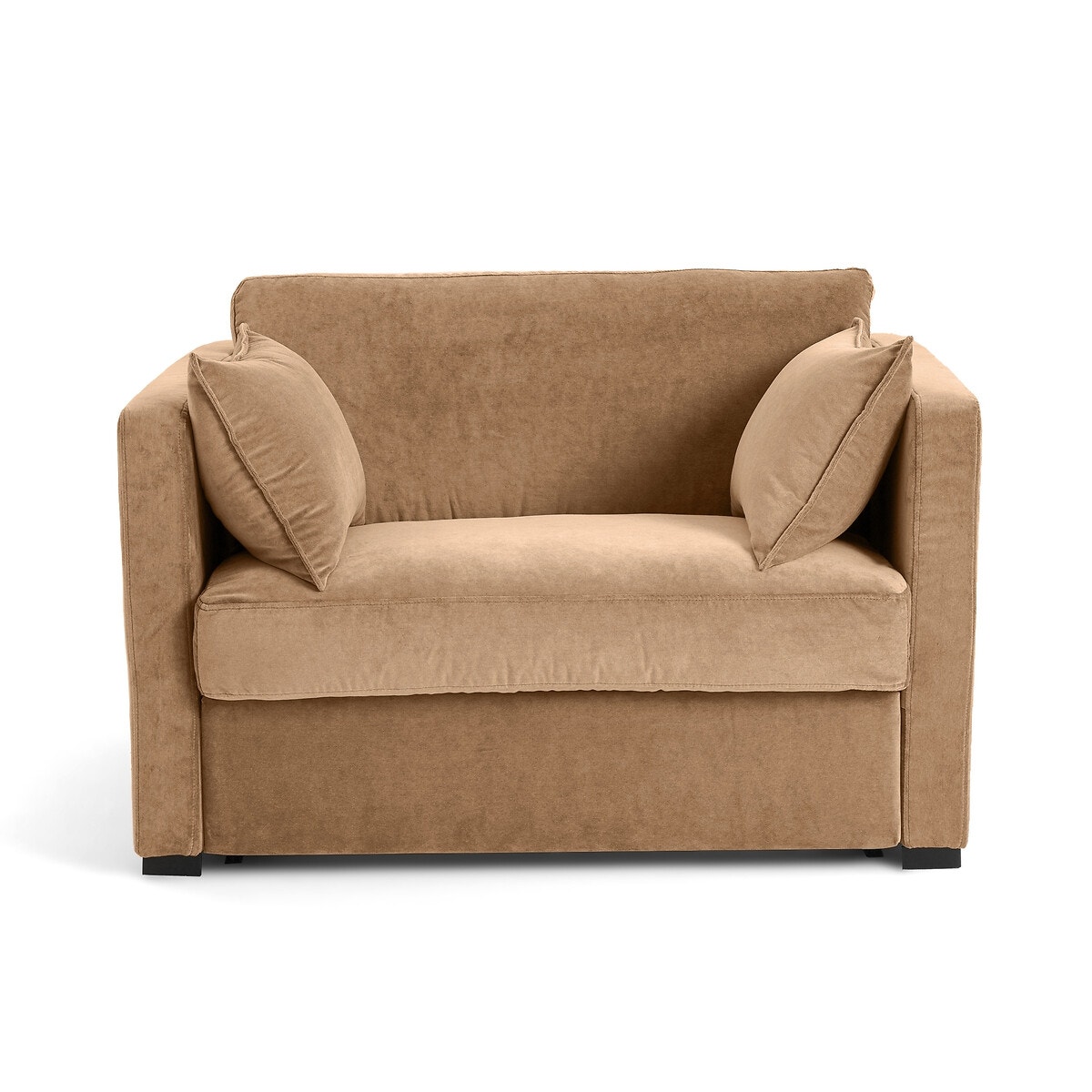 2θέσιος πτυσσόμενος καναπές από βελούδο stonewashed Μ98xΠ127xΥ87cm