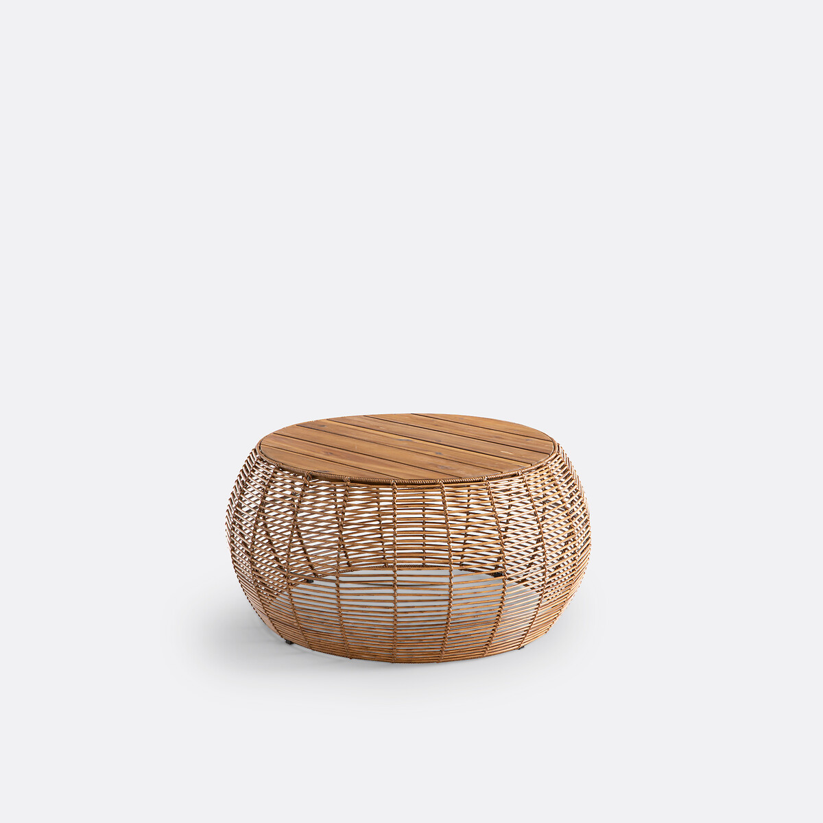 Στρογγυλό βοηθητικό τραπεζάκι από ρητίνη και ακακία Μ79xΠ79xΥ39cm