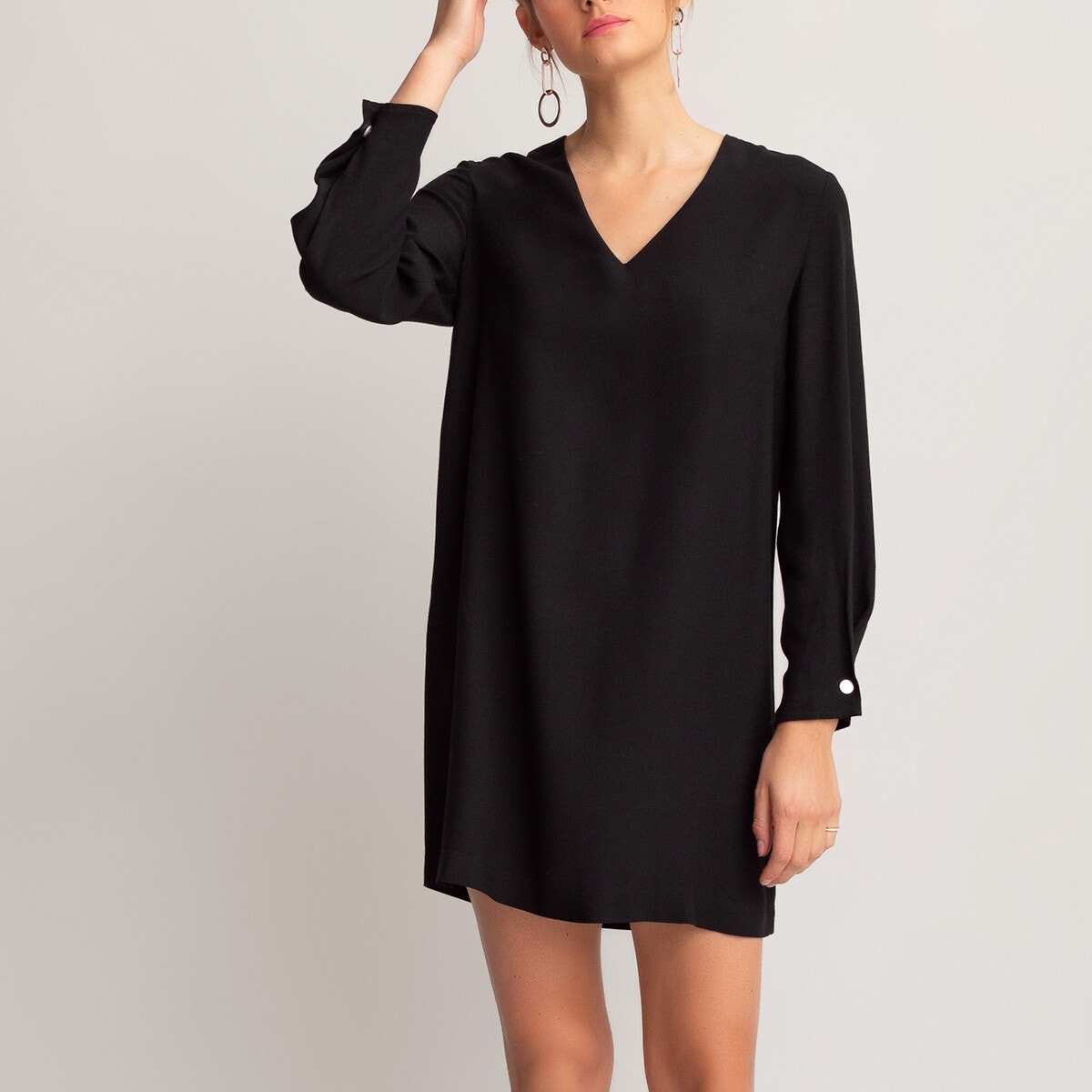 LA REDOUTE COLLECTIONS Κοντό μακρυμάνικο φόρεμα με V